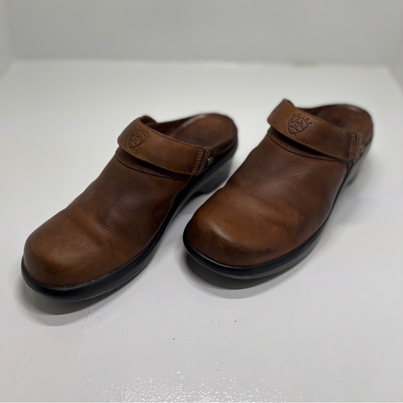 Ariat Brown Leather Clogs Mule Slip On Shoes Women’s 8.5 EU 39.5 - Picture 2 of 14